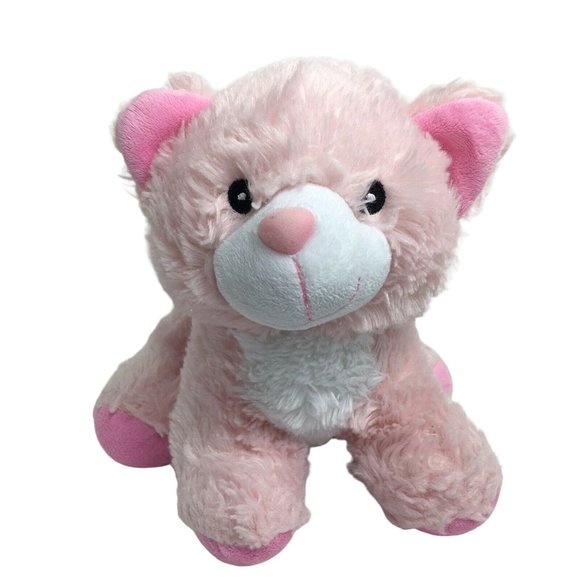 Beverly Hills Teddy Bear Company Plush Cat Pink Baby Bell Rattle 11" Kitty Stuff - Picture 1 of 12